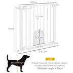 Pet Safety Gate: Pressure Fit Stair w/ Small Door - Double Locking - Secure