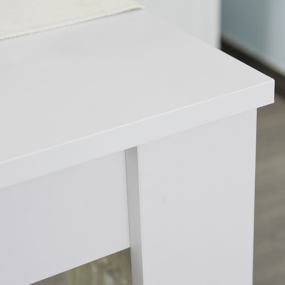 Modern White Particle Board Dining Set - Table & Benches - Compact - for Home & Small Businesses