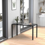 Dining Table for 4 People, Modern Rectangular Kitchen Table with Tempered Glass Tabletop and Steel Legs for Dining Room, Black