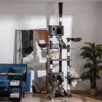 Dark Grey Cat Tree with Scratching Posts - Adjustable 240-260cm Height