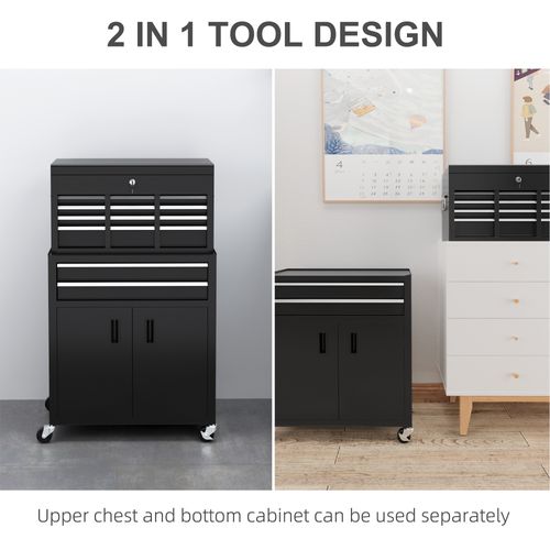 Top Chest and Roller Cabinet Combo Metal Tool Cabinet on Wheels
