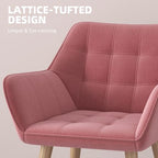 Velvet-Feel Accent Chair with Arms Slanted Back Wood Legs