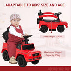 3 in 1 Kids Children Ride on Push Car Toddler Sliding Car Licensed Walker Foot to Floor Slider Push-Along with Horn Steering Wheel NO POWER Manual, Red