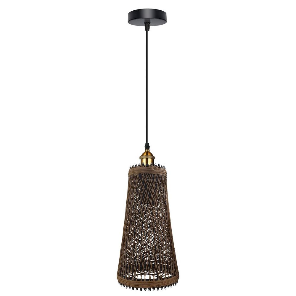 Vintage Industrial Rattan Wicker Pendant Light Shade - Stylish Ceiling Lamp for Home, Cafe, Bar - E27 Bulb Compatible