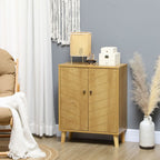 Chevron Door Storage Cabinet - Natural Wood - Ideal for Living Room