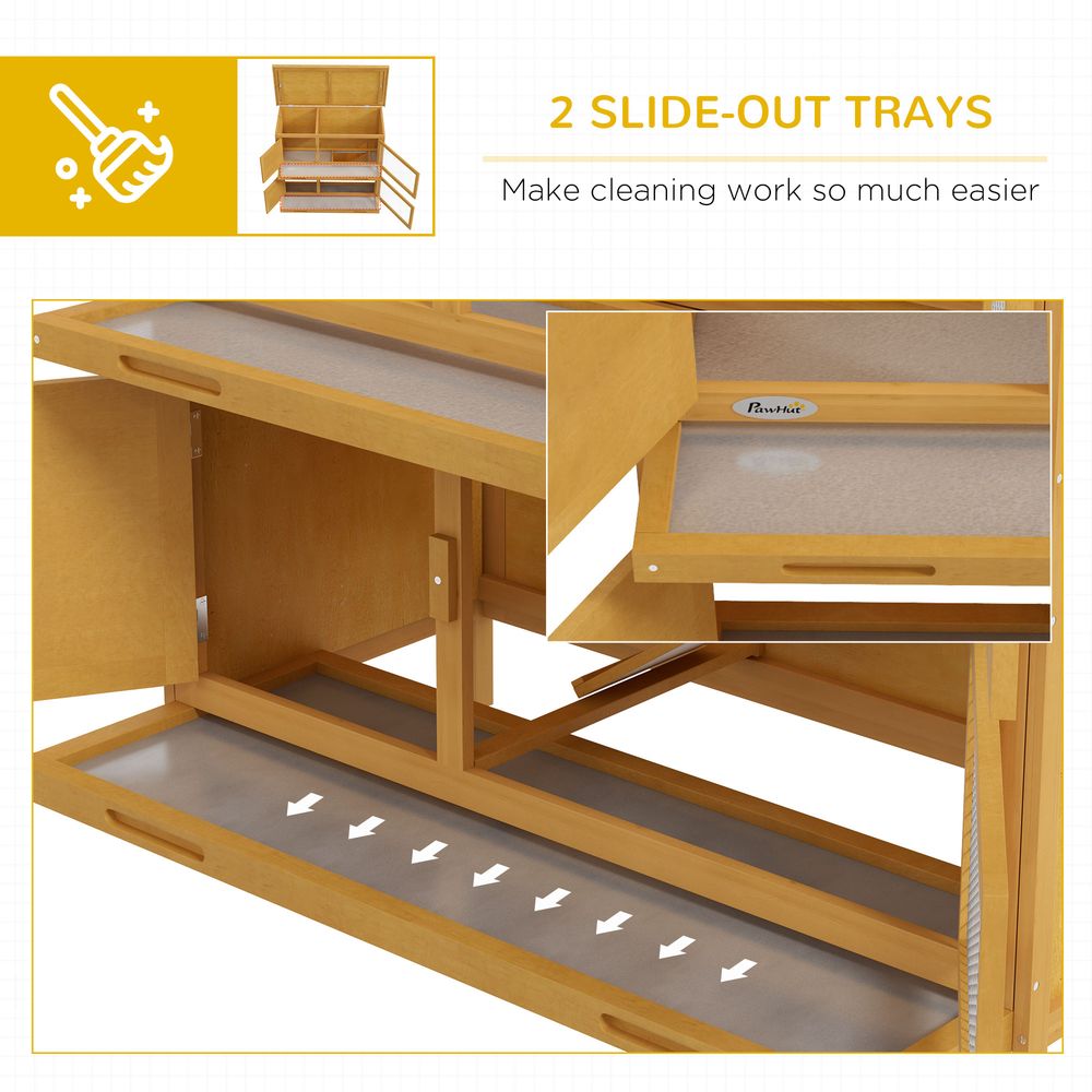 Double Decker Rabbit Hutch Bunny Cage Pet House Outdoor with Tray, Yellow