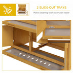 Double Decker Rabbit Hutch Bunny Cage Pet House Outdoor with Tray, Yellow