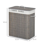 100L Bamboo Laundry Basket with Flip Lid Foldable, Grey Lining