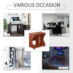 Portable Computer Desk with Storage Shelf - Wheels - Cherry Wood