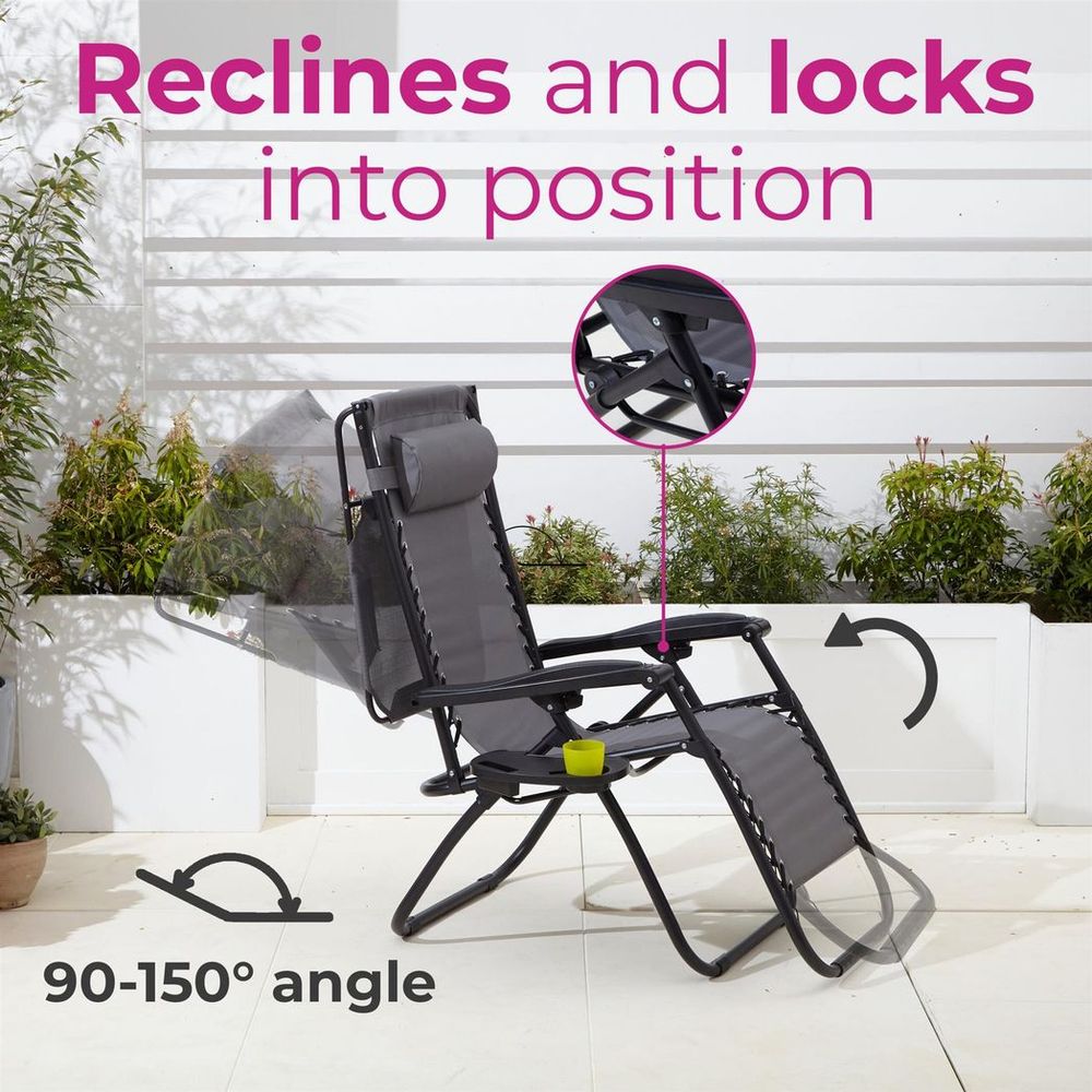 Zero Gravity Garden Chairs & Table - Adjustable, Folding, Comfortable, Durable & Stylish Furniture Set