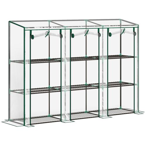 3 Tier Lean-to Mini Greenhouse with Plastic Cover, Clear