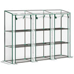 3 Tier Lean-to Mini Greenhouse with Plastic Cover, Clear