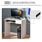 Space-Saving White Computer Table w/ Keyboard Tray - Versatile - for Study, Office or Bedroom