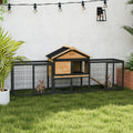 Rabbit Hutch Outdoor with Steel Run Removable Plastic Tray Natural