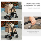 Ultimate Trendy Pet Stroller - Foldable Travel Carriage with Reversible Handle - High-Quality & Stylish - Ideal for Cats & Small Dogs