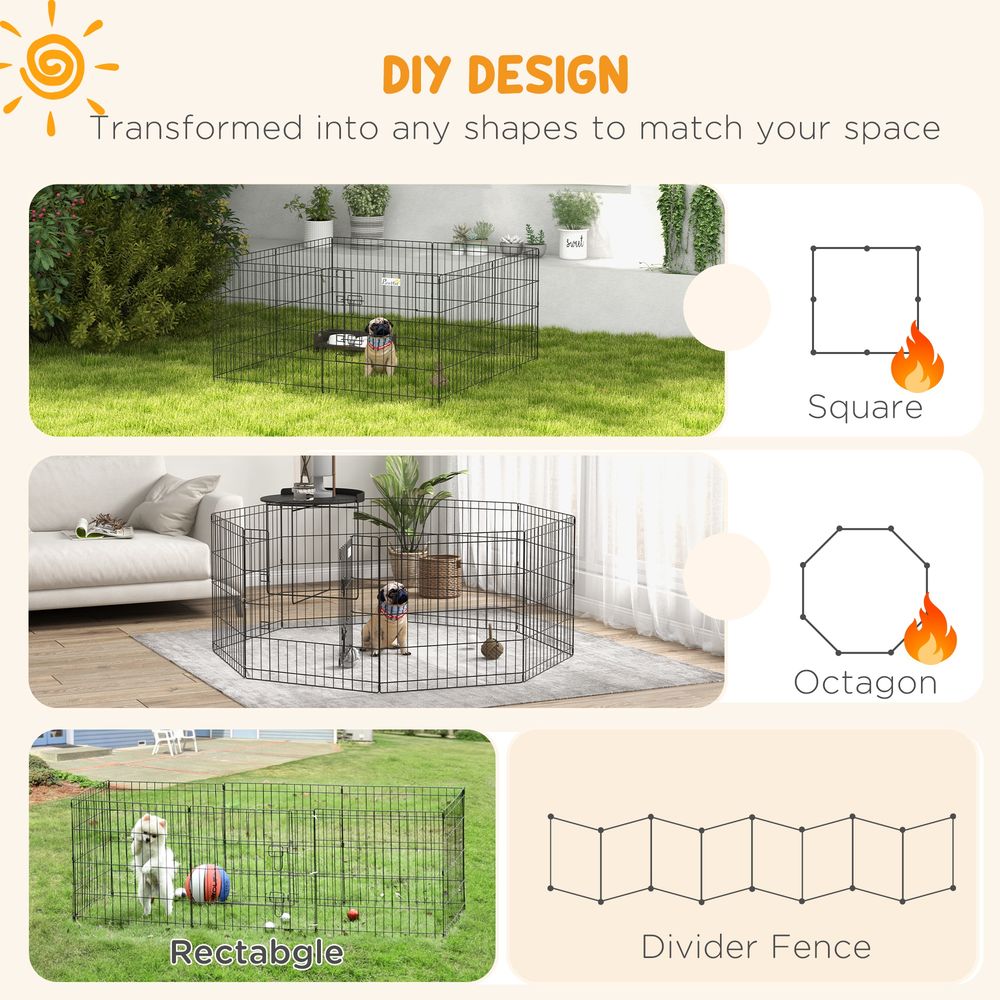 Metal Dog Playpen - 8 Panels, 24 Inch