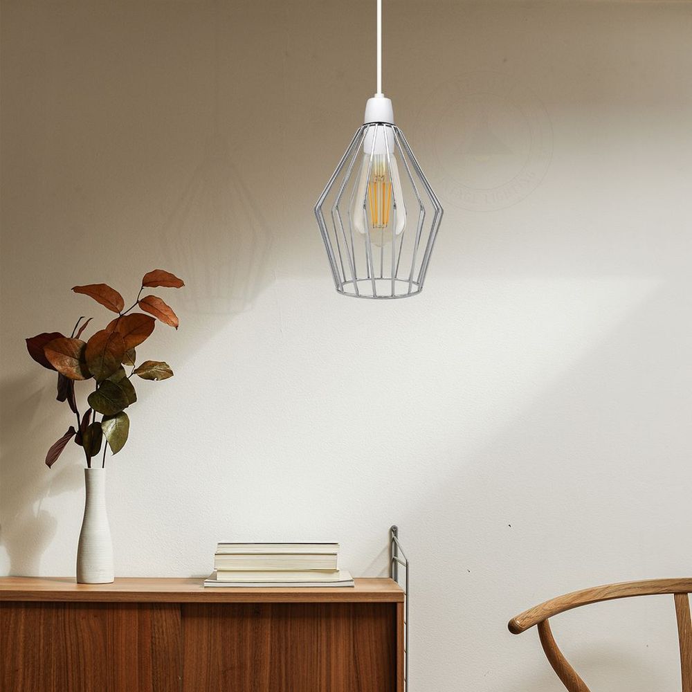 Modern Vintage Chrome Industrial Metal Rustic Lampshade Vintage Light