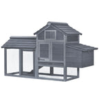 Small Chicken Coop Hen Cage Nesting Box W/ Outdoor Run 150.5X54x87 Cm Grey