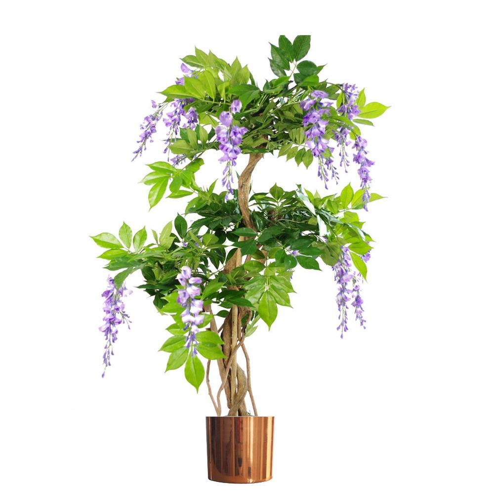 110cm Purple Wisteria Tree w/ Copper Metal Planter - Realistic