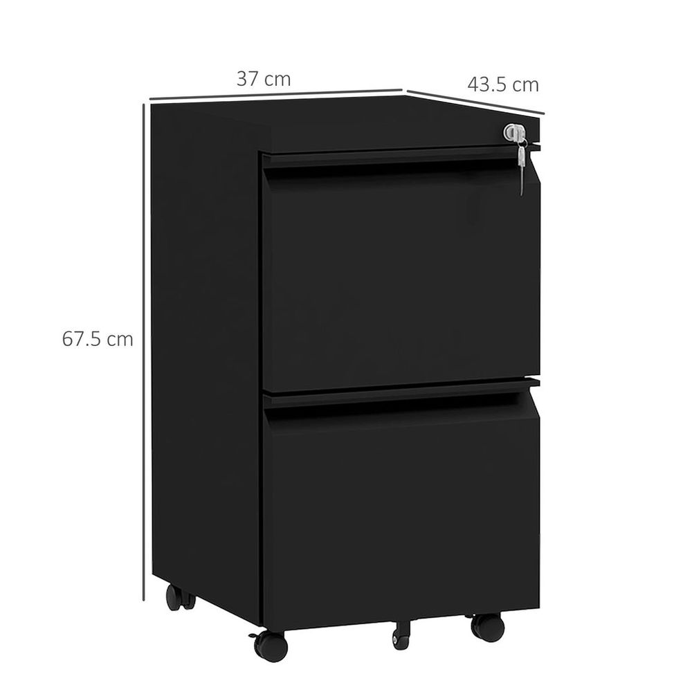 Steel File Cabinet w/ Lock & Hanging Bar for Letter A4 Legal, Black - Professional Quality