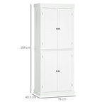 Freestanding Kitchen Cupboard, 6-Tier Cabinet Organizer w/ 4 Adjustable, White