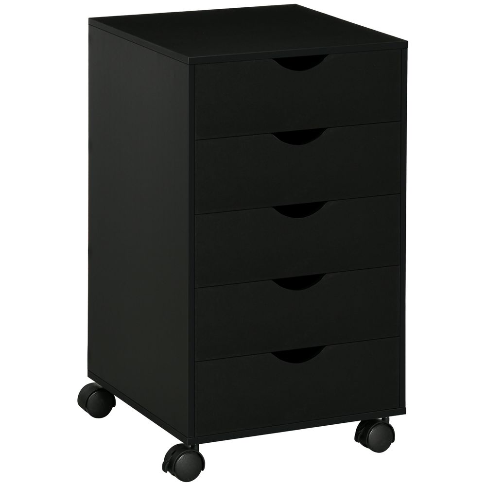 Organize Your Office with the 5-Drawer Mobile Filing Cabinet - Durable, Stylish, and Convenient - Black