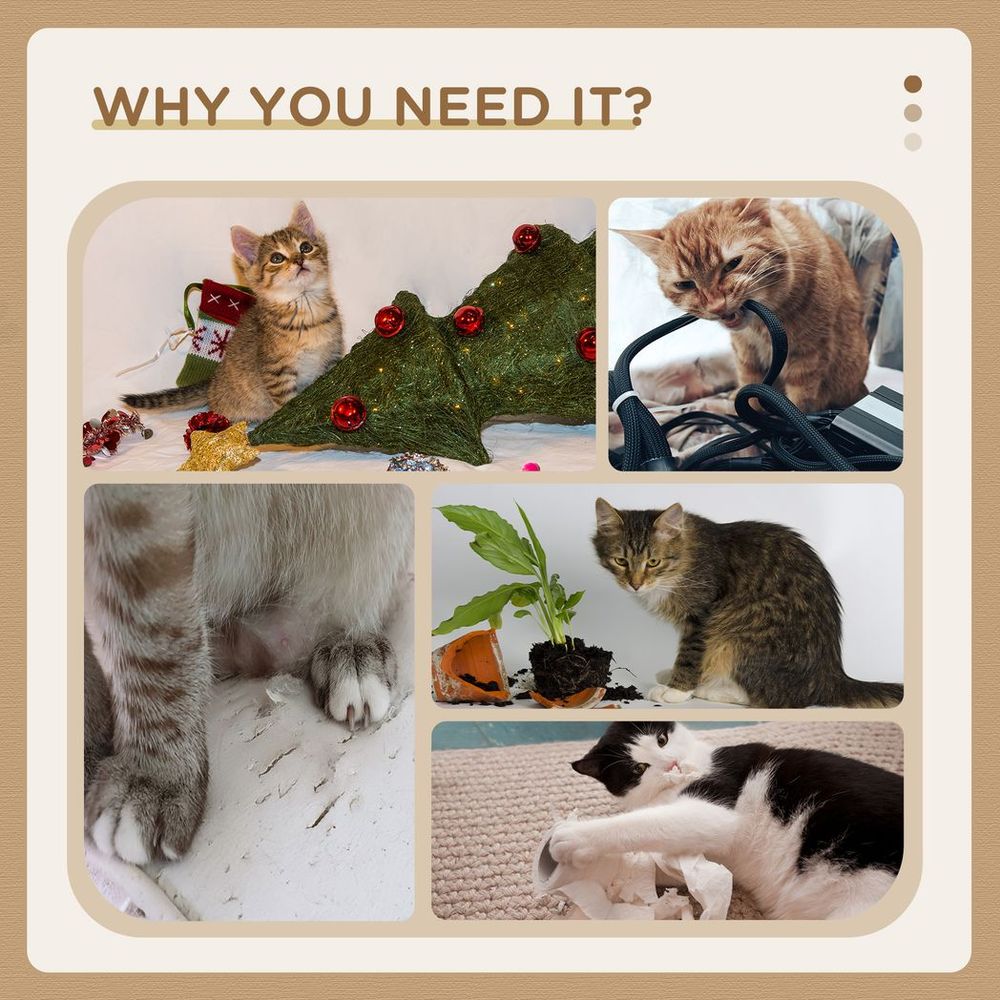 42cm Indoor Cat Tree, Kitty Play Tower w/ Toy Balls Sisal Scratching Post