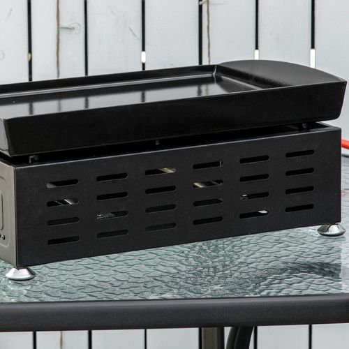 Portable Gas Plancha BBQ Grill with 2 Stainless Steel Burner, 6kW