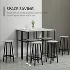 6Pc Bar Table Set: 2 Tables + 4 Stools, Stylish Grey