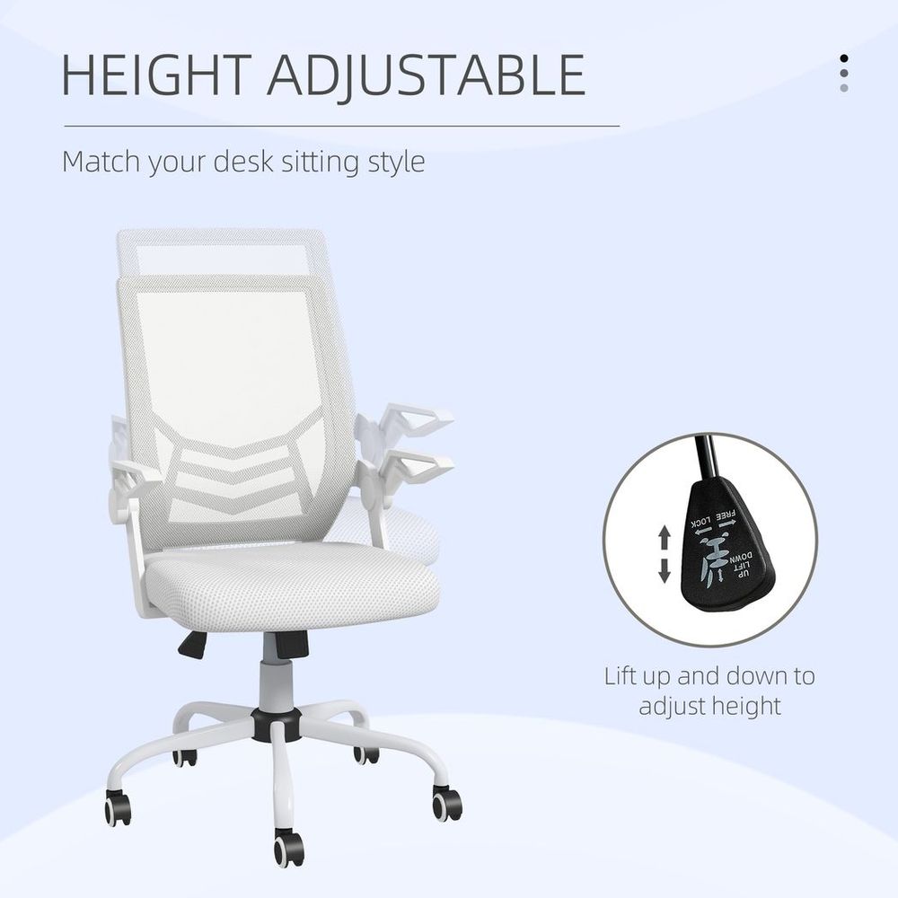 Mesh Swivel Office Chair Task Computer Chair w/ Lumbar Support, White
