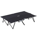 Double Camping Folding Cot Outdoor Portable Sleeping Bed, Black