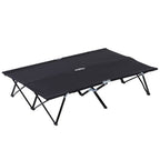 Double Camping Folding Cot Outdoor Portable Sleeping Bed, Black