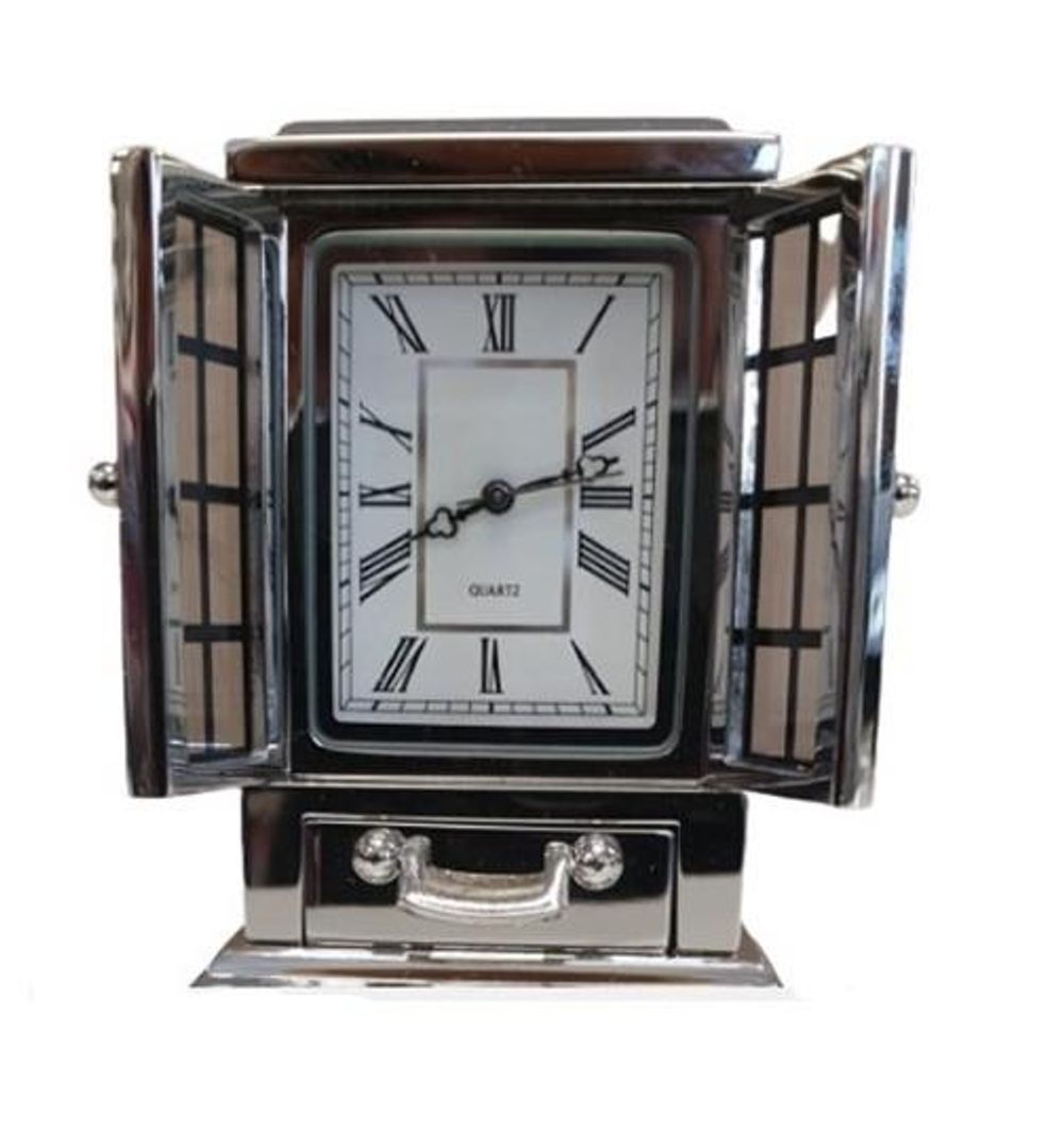 Silver Plated Solid Brass Mini Clock - Elegant Timepiece for Home Decor -!