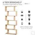 Wooden Wood S Shape Storage Display 6 Shelves Room Divider Unit Chest Bookshelf Bookcase Cupboard Cabinet Home Office Furniture (Oak)