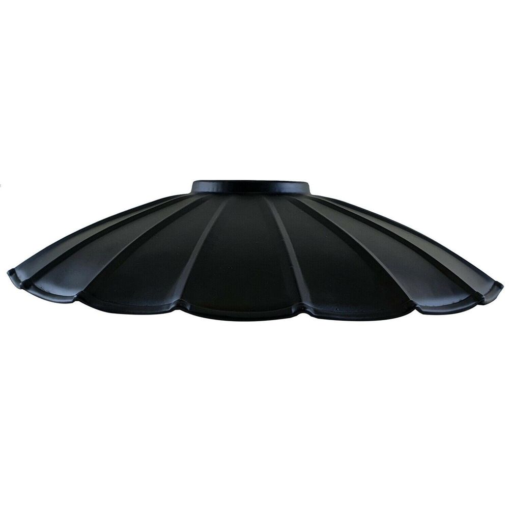 Vintage Industrial Ceiling Pendant Light Rustic Lampshade Easy Fit Wavy Shade UK Black