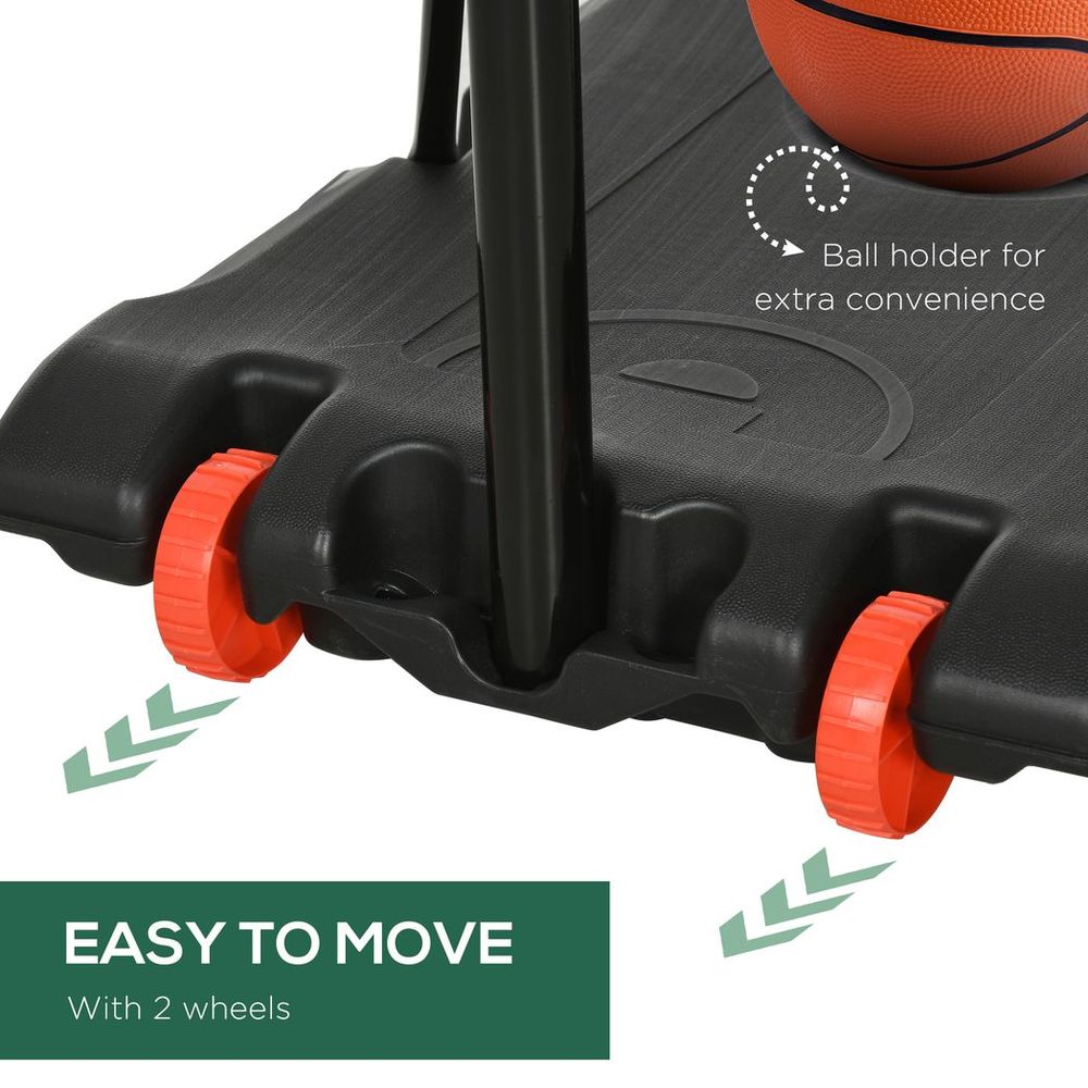 Kids Adjustable Basketball Hoop: Height 1.8-2m, Portable Stand, Wheels