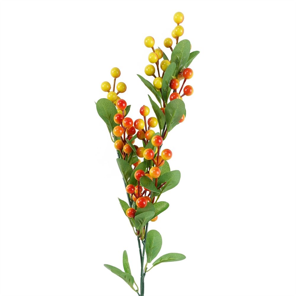 Artificial Orange Berry Spray - Ideal for Decorations and Arrangements - 70cm Height