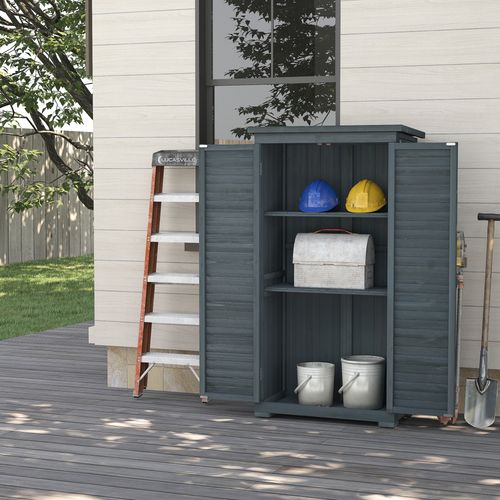 Wooden Garden Storage Shed, 3 Shelves Tool Cabinet