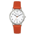 Ladies Classic White Dial Orange Leather Strap Watch