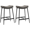 Upholstered Bar Stools Set of 2 - Curved Seat - Grey