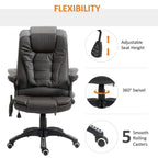Comfort Executive Office Chair with Massage and Heat - PU Leather Recliner, Brown