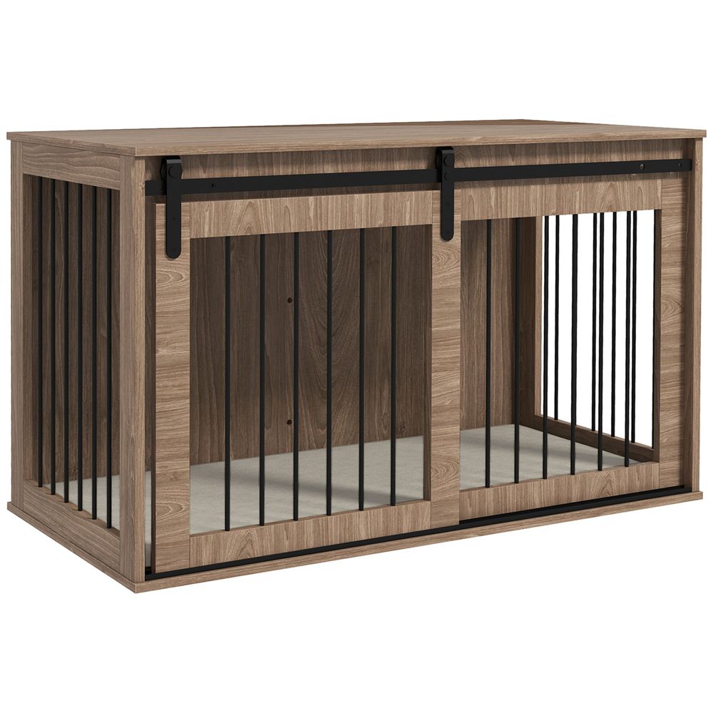 Furniture Dog Crate - Removable Cushion - Large Dogs - Brown