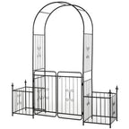 Metal Garden Arbor Arch Gate w/ 2 Side Planter Boxes & Vine Frame