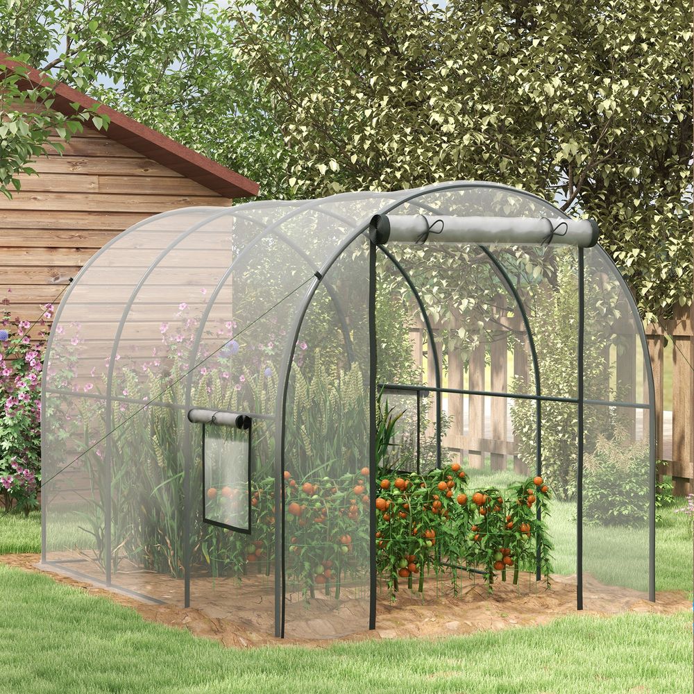 3 x 2 x 2m Polytunnel Greenhouse with Door, Windows, Steel Frame