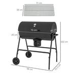 Barrel Charcoal Barbecue BBQ Grill Trolley W/ Ash Catcher Thermometer