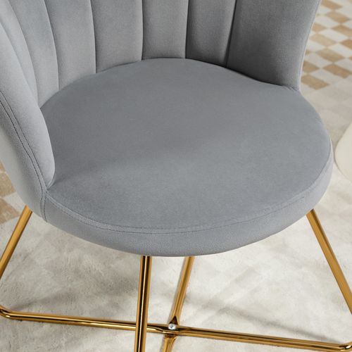 Accent Chair, Velvet Armchair with Lotus Backrest, Steel Legs