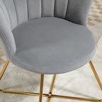 Accent Chair, Velvet Armchair with Lotus Backrest, Steel Legs