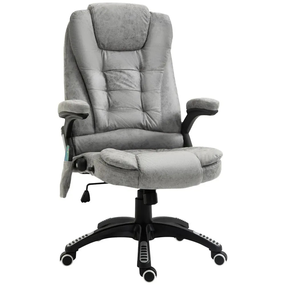 Executive Reclining Chair w/ Heating Massage Points Relaxing Headrest Grey with Function Detail