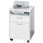 60cm Storage Cabinet w/Drawer Open Shelf Metal Handles 4 Wheels Office Home Organiser Mobile Printer White