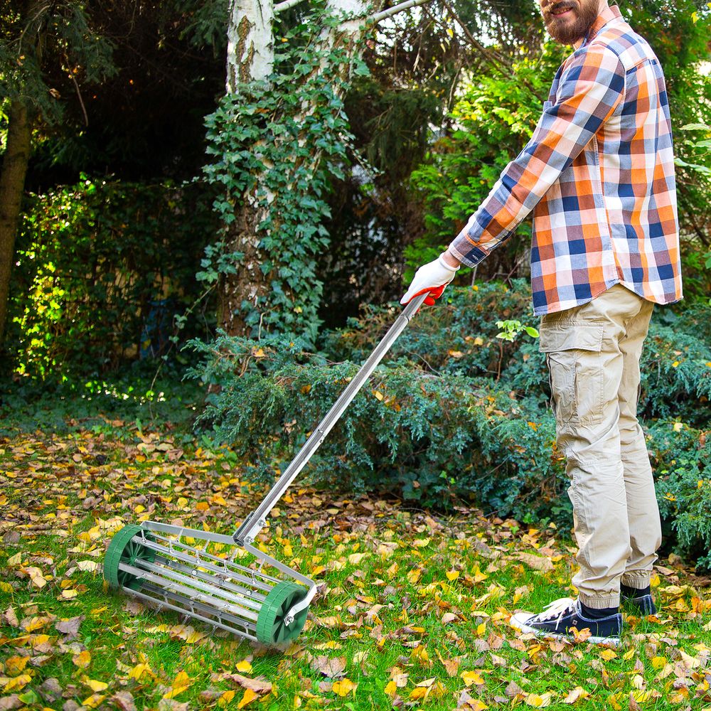 Lawn Aerator Roller-Green/Silver